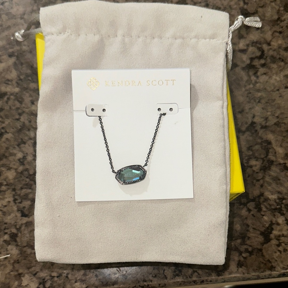 Kendra Scott Iridescent Stone Necklace with Black Chain